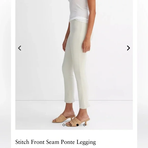 Vince stitch front seam ponte legging pants split hem Gesso light grey Medium - Picture 5 of 16
